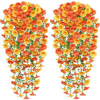 KUNSTBLUME 2 Stück Kunstblumen Veilchen Hängend - Dunkelorange, Kunststoff (75cm) - Kaket