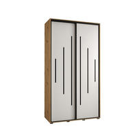 SCHWEBETÜRENSCHRANK 235,2/130/45 2-türig - Schwarz/Weiß, Holz/Metall (130/235/45cm) - Abiks Möbel