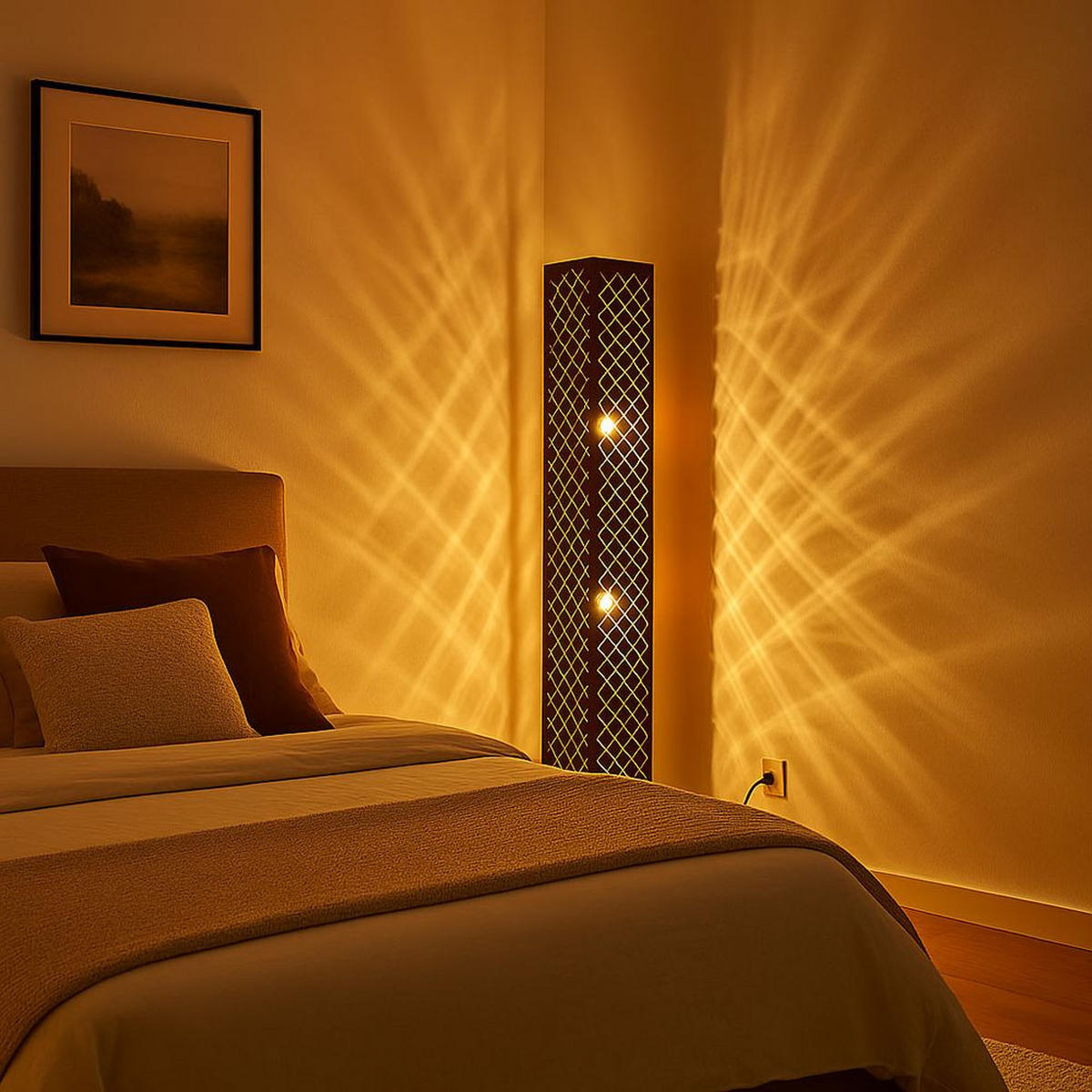 LED STEHLEUCHTE Clarke Schwarz Blattgold - Schwarz, Metall (15/15/118cm) - Globo Lighting