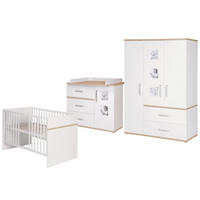 BABYZIMMER-SET Pia, mit breiter Wickelkommode, 3-teilig - Weiß, Holzwerkstoff (76/81/142.5cm) - Roba