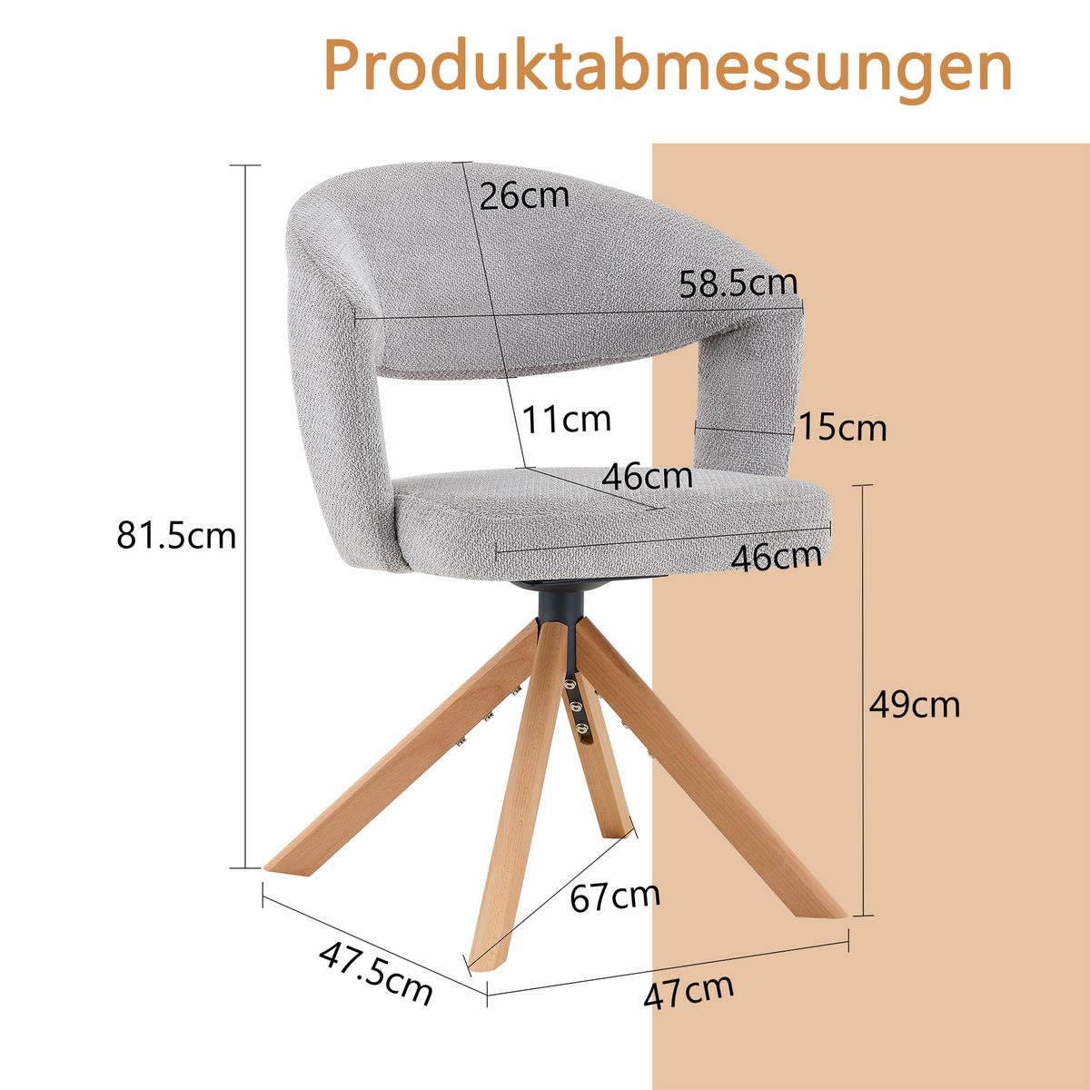 ARMLEHNSTUHL-SET DE-36635 2 Stück mit Massivholzbeinen Grau - Grau, Holz (47.5/81.5/47cm) - ComfortXL