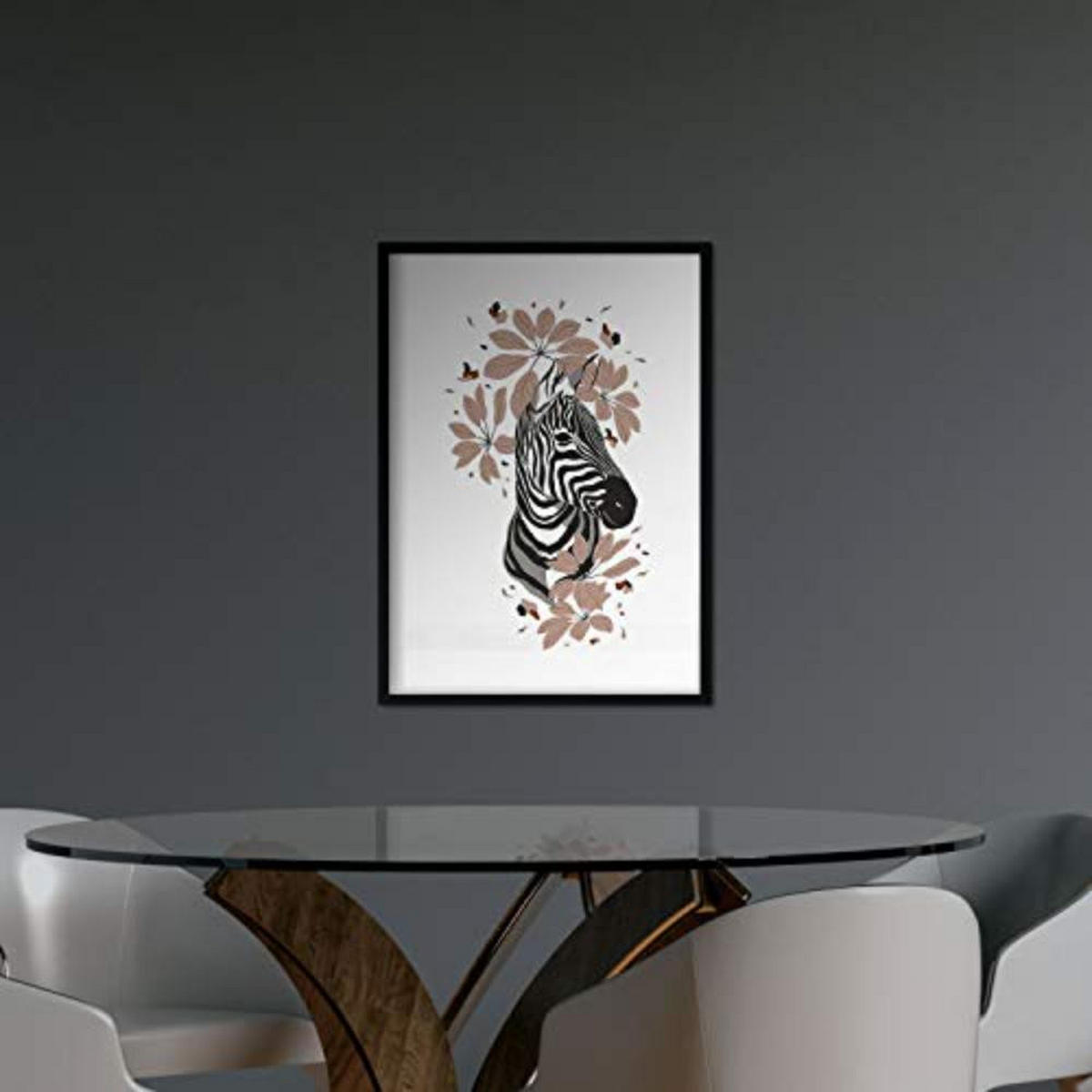 POSTER Set mit 4 GiraffenzebraKlinge, Blumen und Pflanzen aus dem Dschungel A3 Rahmenlos - Klar, Papier (29.7/3cm) - Nacnic