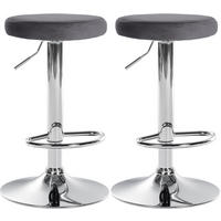 BARHOCKER 2er Set Pontius Samt chrom dunkelgrau - Chromfarben/Dunkelgrau, Textil/Metall (38.5/81/38.5cm) - TPFLiving