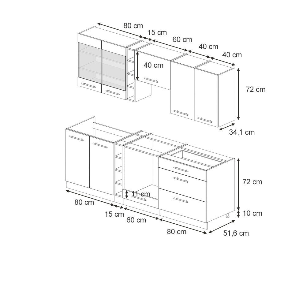 Thumbnail - Vicco Küchenzeile, Dunkelblau, Anthrazit, Holzwerkstoff, Küchenblock,Rechteckig, 235x81.6x60 cm, Küchen, Küchenzeilen & ...