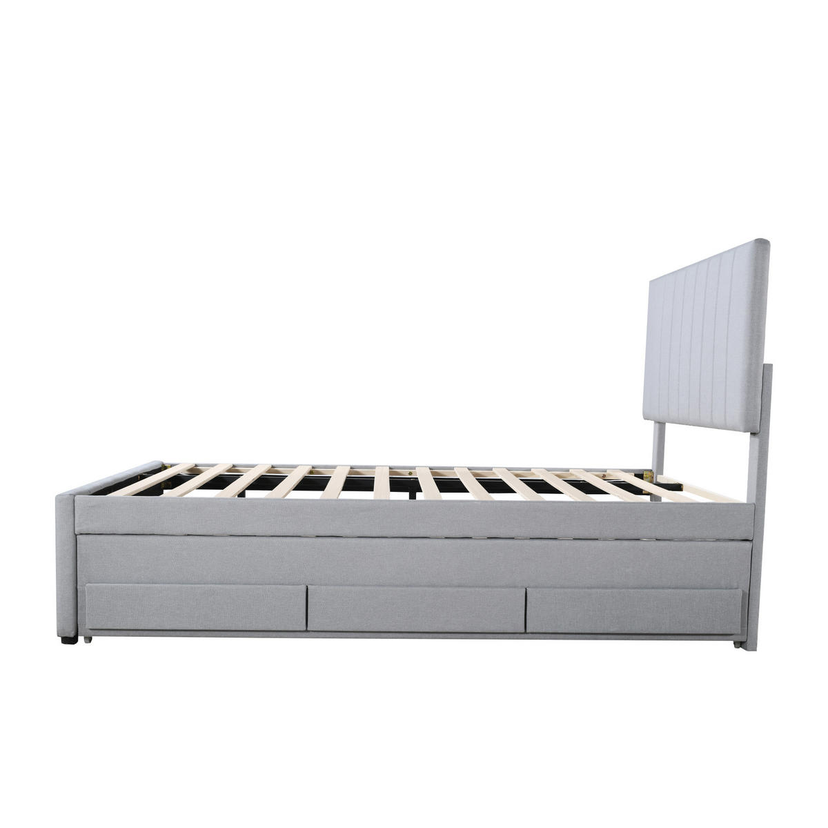KINDERBETT 90/200 cm DE-01769, in Grau, mit Rollbett und Stauraumschubladen - Grau, Metall (90/200cm) - ComfortXL