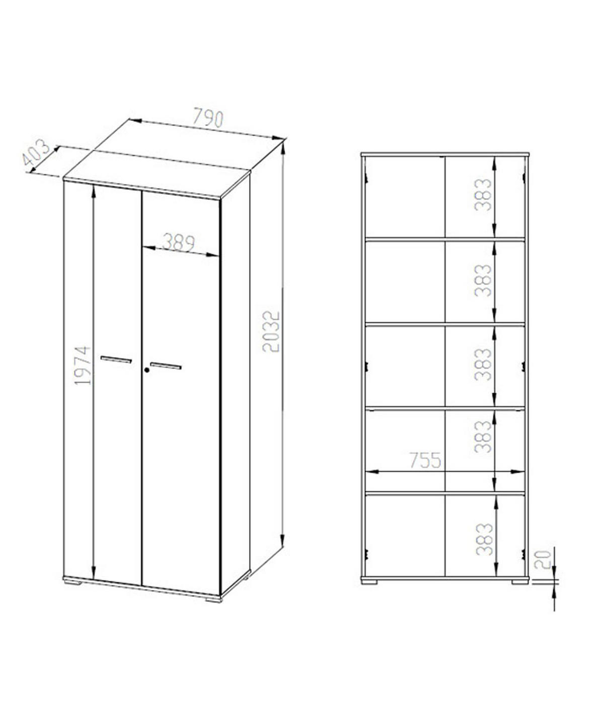 AKTENSCHRANK Optimal Sonoma Eiche hell 79 / 41 / 204cm - Braun/Grau, Holz/Holzwerkstoff (79/204/41cm) - Feldmann-Wohnen