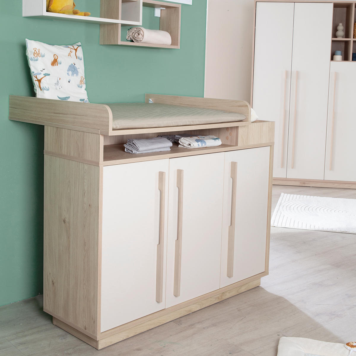 WICKELKOMMODE Elva - Creme, Holz (118/103/77cm) - Roba