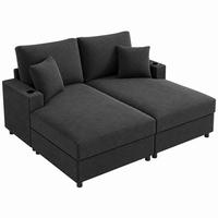 SOFA 2-Sitzer mit USB und Handyhalterung 163 x 140 cm Cord Grau - Grau, Textil (140/82/163cm) - Meubliv