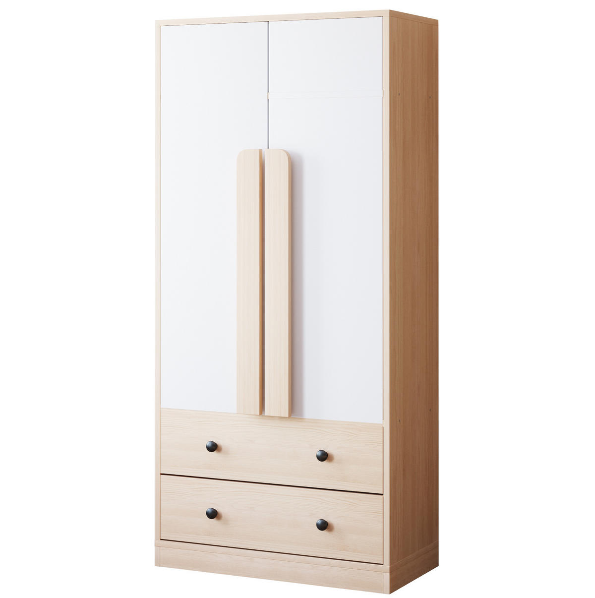 KLEIDERSCHRANK 70/170/40 cm Weiß/Holzfarbe aus Holz mit 2 Schubladen - Naturfarben, Holzwerkstoff (40/170/70cm) - OKMYHOME