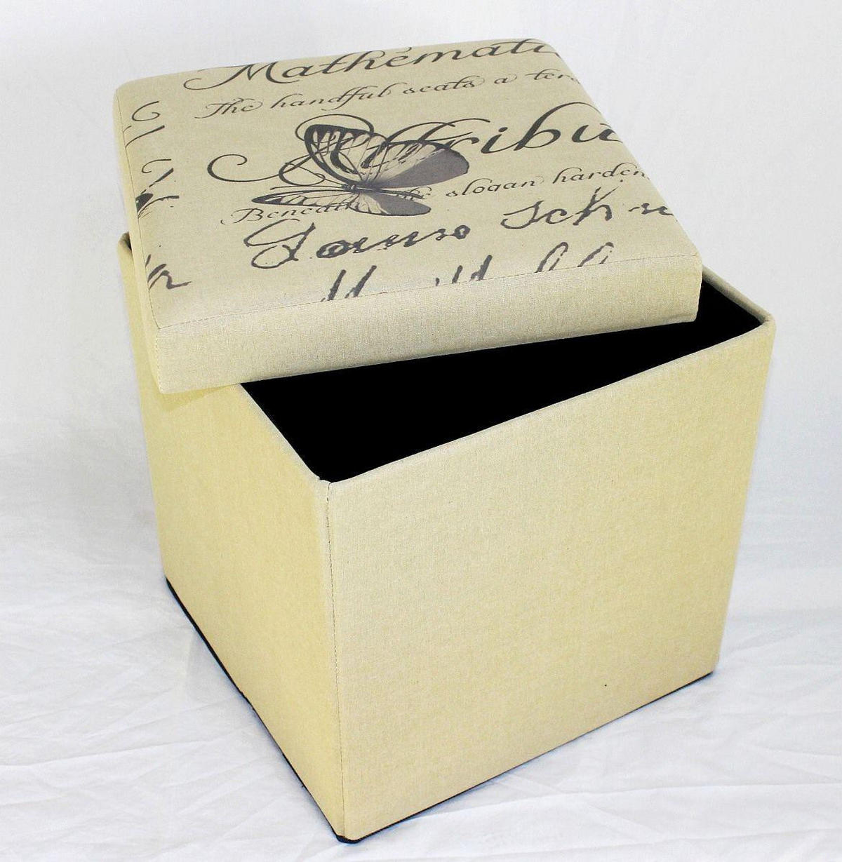 SITZHOCKER faltbar mit Aufbewahrung Stoff 40/40/40 cm - Beige, Kunststoff (40/40/40cm) - DanDiBo