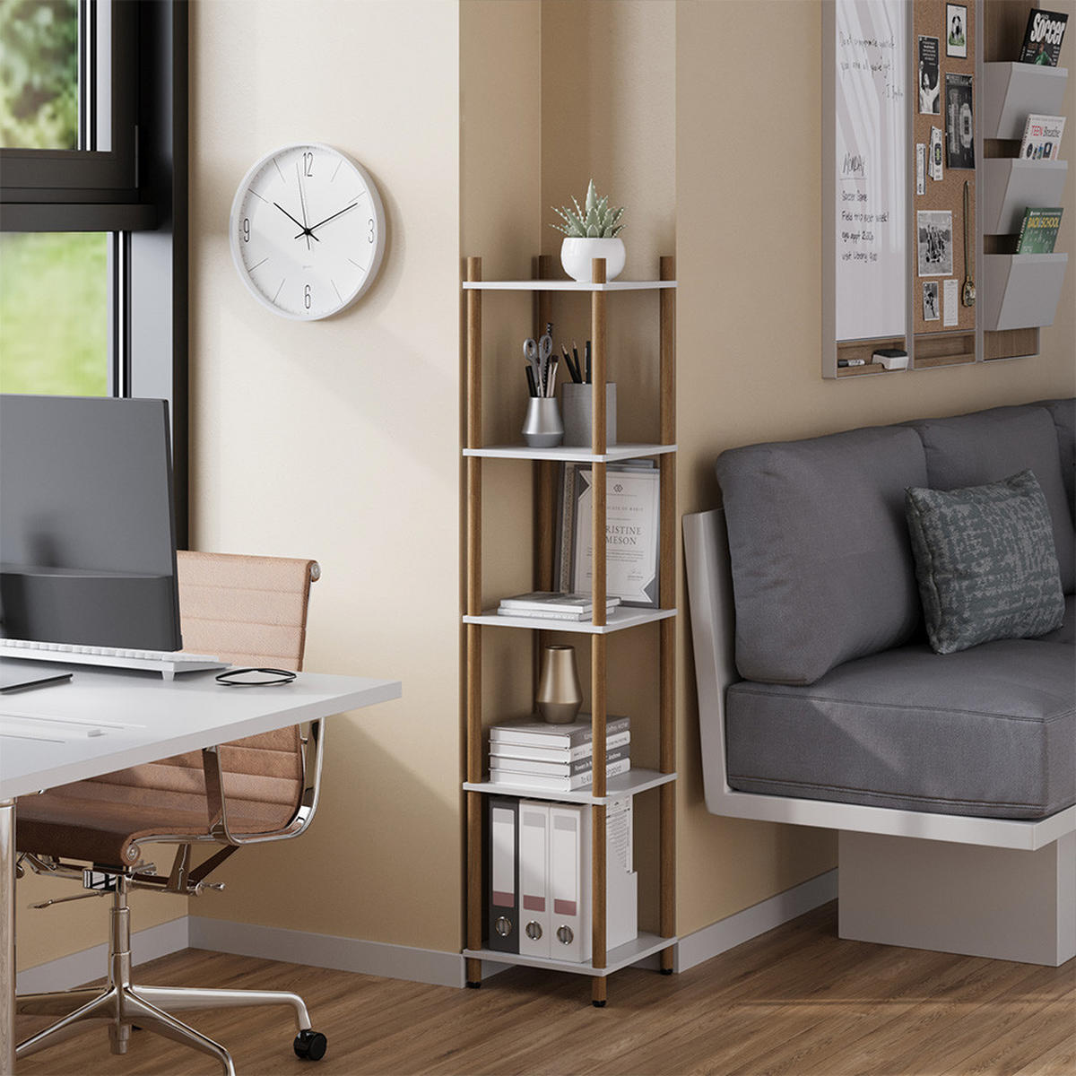 ROHOVÁ POLICE Bivio Bílá/borovice - bílá, kompozitní dřevo (30/133/30cm) - Vicco