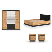 SCHLAFZIMMER-SET 4-teilig Urso Gold Craft Eiche / Schwarz - Schwarz/Braun, Holz/Holzwerkstoff (160/200cm) - Feldmann-Wohnen