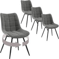 ESSZIMMERSTUHL 4er Set, aus Samt, Dunkelgrau - Dunkelgrau/Schwarz, Textil/Metall (46/83.5/60.5cm) - Woltu