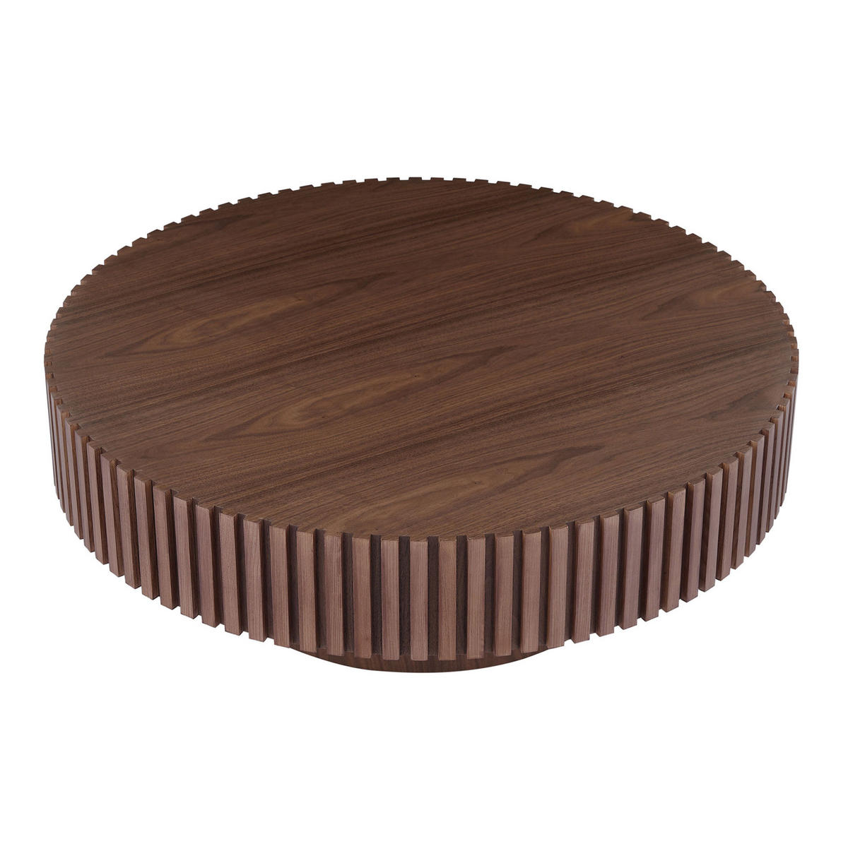 COUCHTISCH 87 cm in Walnuss mit Massivholzrahmen und Rillendetail - Walnussfarben, Holzwerkstoff (80/80/35cm) - BEAOK