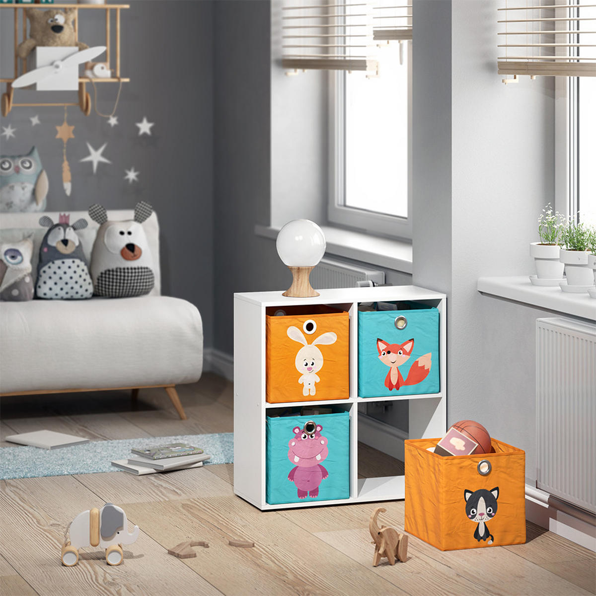 FALTBOX Orange/Blau 30 x 30 cm 2er Set - Blau/Orange, Wellpappe (30/30cm) - Vicco