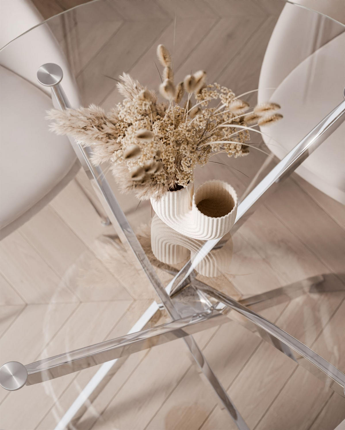 ESSTISCH BEIRA Runder Tisch 90 cm mit Glasplatte und Chrom Tischbeine - Chromfarben/Goldfarben, Glas (90/90/72cm) - Lookway