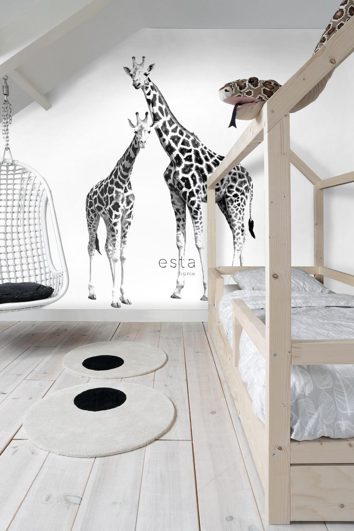 FOTOTAPETE Giraffen 139.5 x 279 cm - Schwarz, Papier (139.5/279cm) - ESTAhome