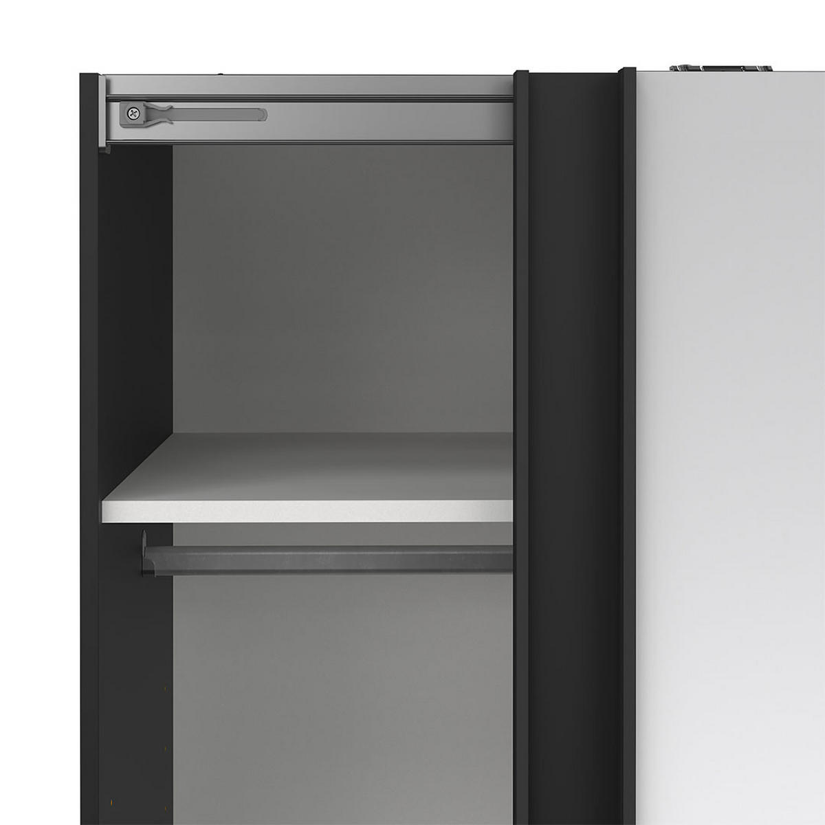 SCHIEBETÜRENSCHRANK, Como, Schwarz, Holzwerkstoff, 119 x 67 x 201 cm - Schwarz, Holzwerkstoff (119/201/67cm) - ebuy24