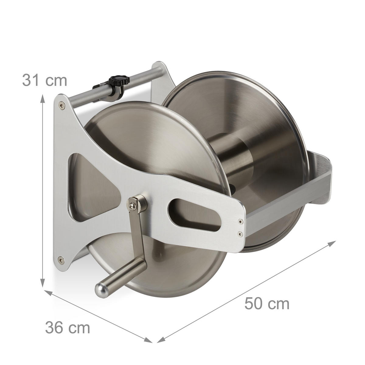 SCHLAUCHTROMMEL - Silberfarben, Metall (50/31/36cm) - Relaxdays