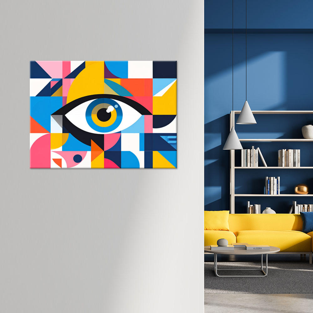 LEINWANDBILD Buntes minimalistisches Auge 120x80cm - Multicolor, Textil (120/80cm) - Feeby
