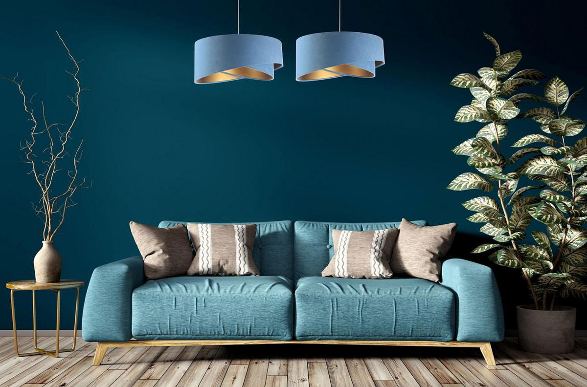HÄNGELEUCHTE Blau 50/23 cm - Goldfarben, Kunststoff (50/1.3/23cm) - ONZENO