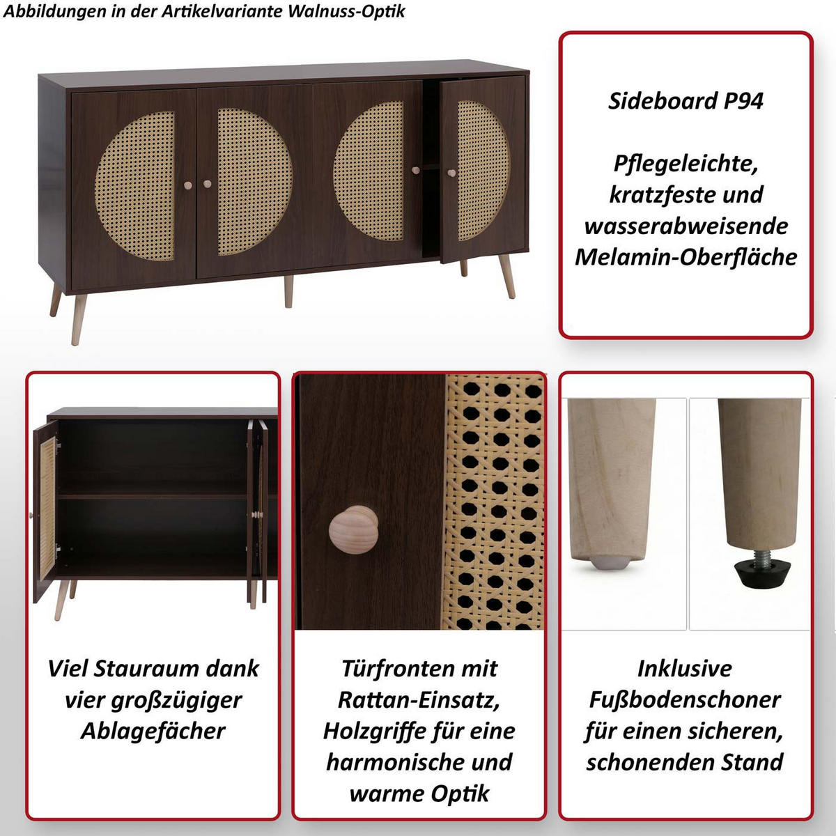 SIDEBOARD Weiß - Weiß, Holzwerkstoff (160/80/40cm) - Jamb