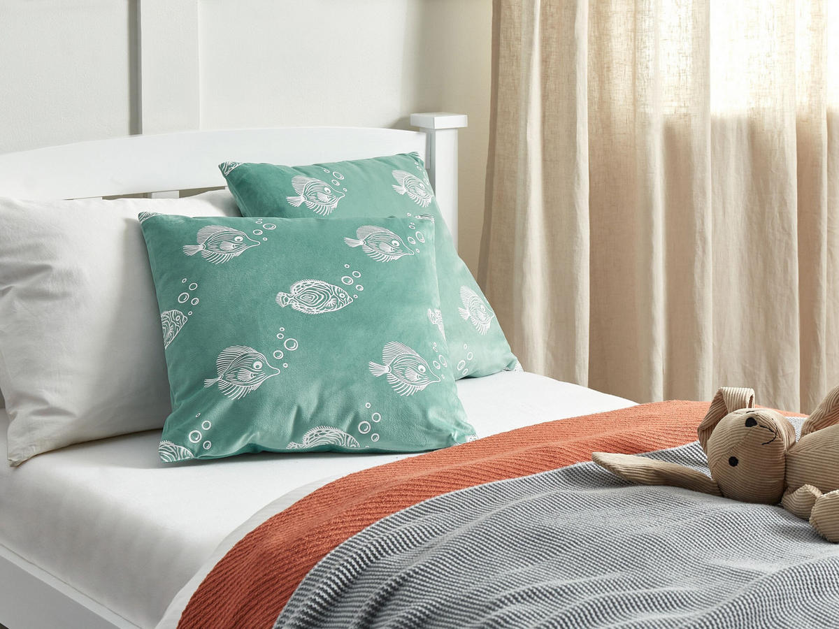 DEKOKISSEN 2er-Set Blaugrün 45/45 cm Solidago - Grün, Textil (45/45cm) - Beliani