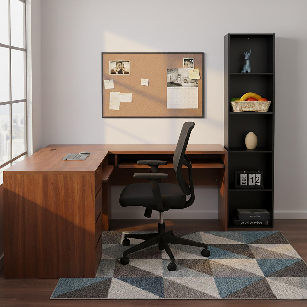 BÜCHERREGAL - Schwarz, Holzwerkstoff/Textil (32/132/24cm) - Relaxdays