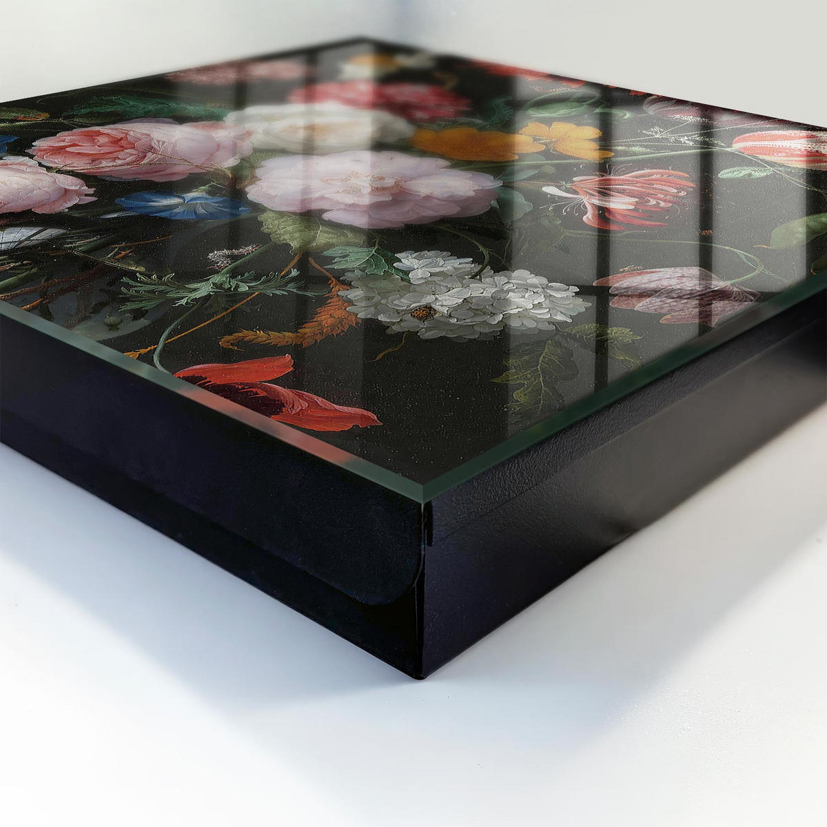 SCHLÜSSELBOX Schwarz 30x30 cm- Türöffnung nach rechts - Ein Blumenstrauß - Grün, Metall (30/30/5cm) - TULUP