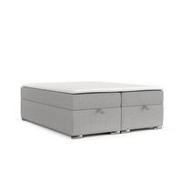 BOXBETT Reto 160/200 cm Graubeige im Megan Stoff - Chromfarben/Grau, Holz/Holzwerkstoff (160/200cm) - AltaBeds
