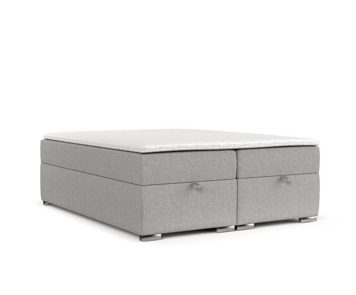 BOXBETT Reto 160/200 cm Graubeige im Megan Stoff - Chromfarben/Grau, Holz/Holzwerkstoff (160/200cm) - AltaBeds