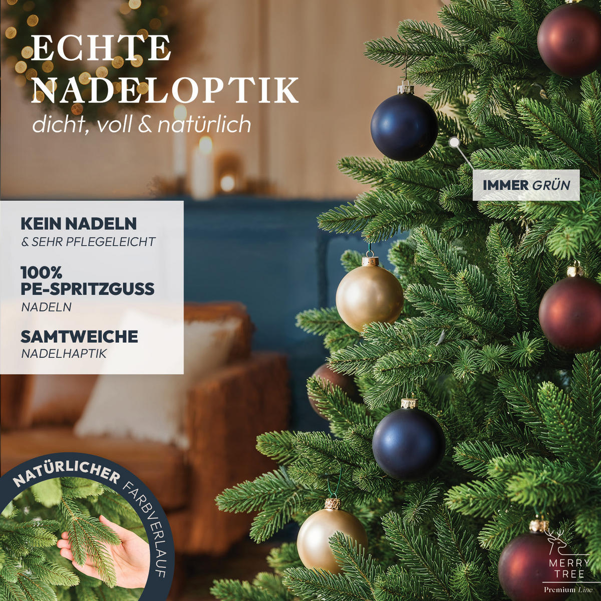WEIHNACHTSBAUM mit PE-Spritzguss-Nadeln, 240 cm - Grün, Kunststoff (240cm) - Merry Tree