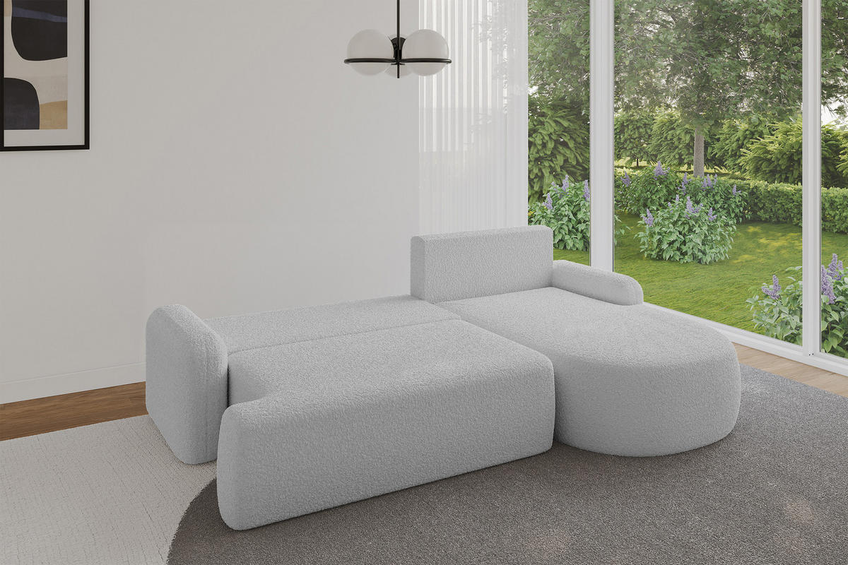 ECKSOFA mit Schlaffunktion und Bettkasten LIRA-L - 264x172x89 Hellgrau - Hellgrau, Holzwerkstoff/Textil (172/264cm) - ALTDECOR
