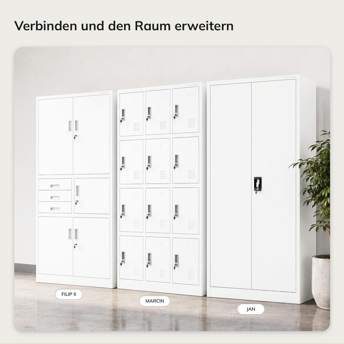SCHLIESSFACHSCHRANK Marcin 90 x 185 x 40 cm - Weiß, Metall (90/185/40cm) - Jan Nowak