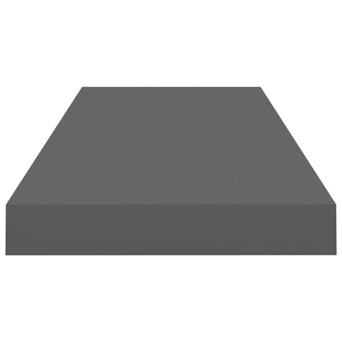 SCHWEBEREGALE 2 STK. HOCHGLANZ-GRAU 60X23,5X3,8 CM MDF - Anthrazit, Holzwerkstoff (23.5/3.8/60cm) - vidaXL