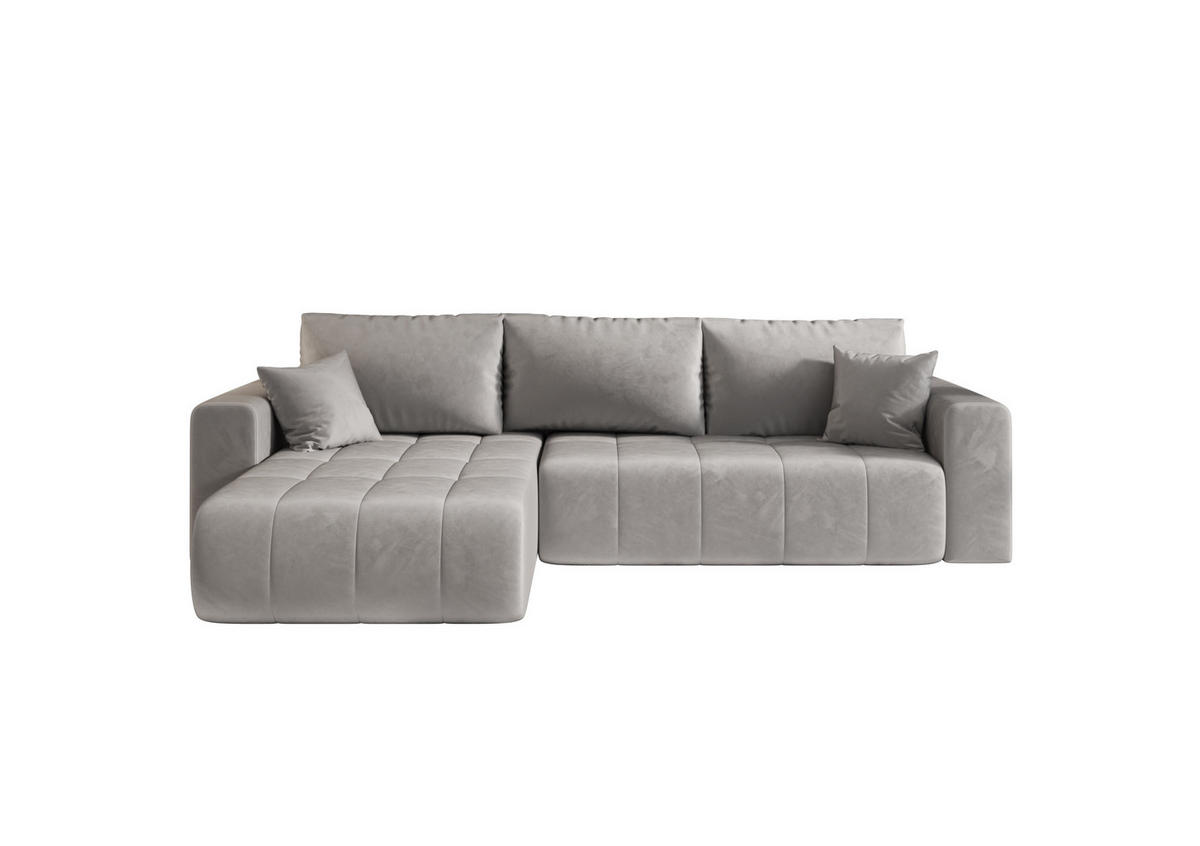 ECKSOFA mit schlaffunktion und bettkasten MILO, stoff MONOLITH, Hellgrau, Links - Hellgrau, Holz (280/190cm) - Kaiser Möbel