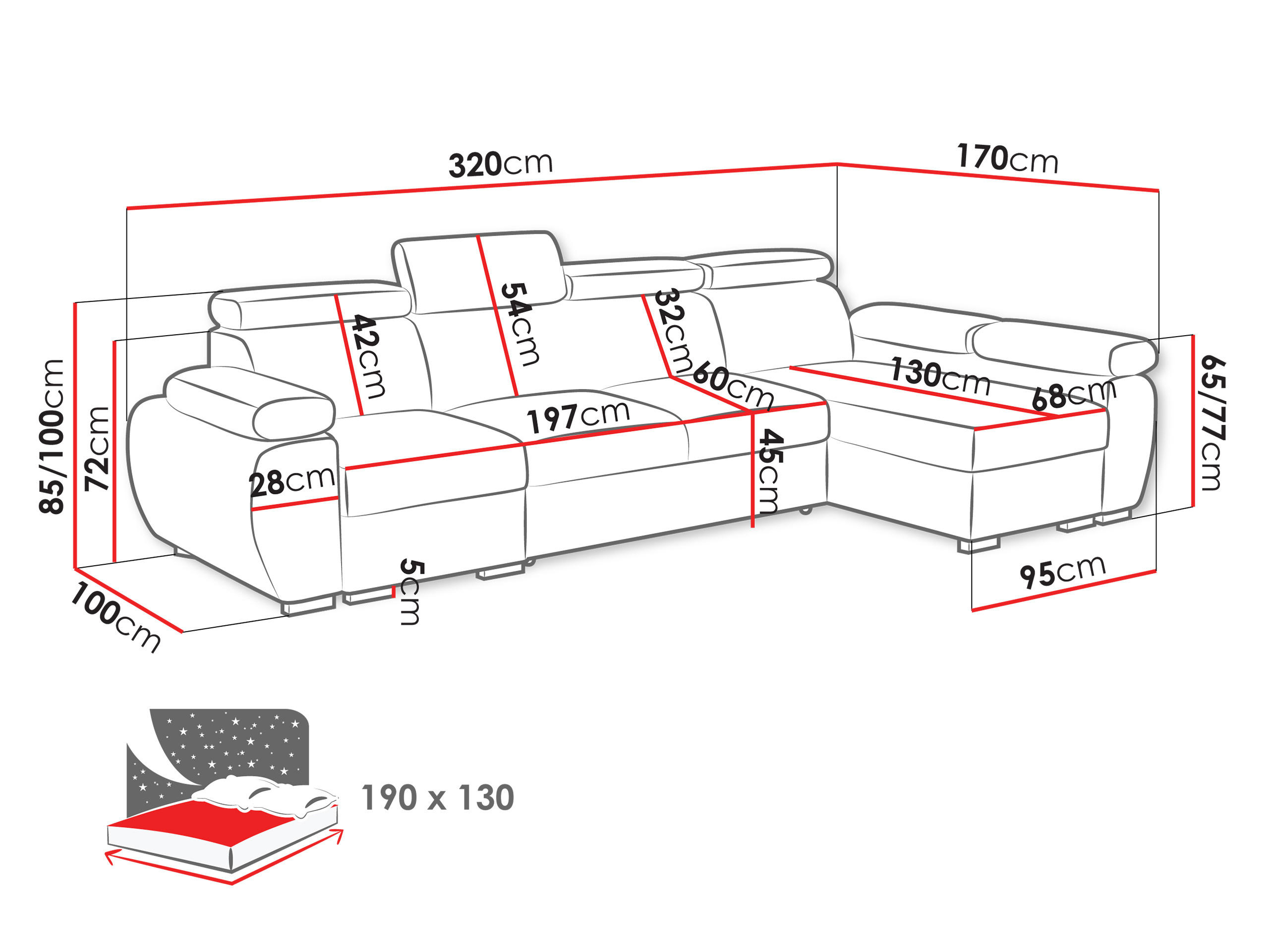 Thumbnail - Mirjan24 Ecksofa, Natur, Textil, 6-Sitzer, Ottomane links,L-Form, 320x170 cm, Wohnzimmer, Sofas & Couches, Wohnlandschaf...