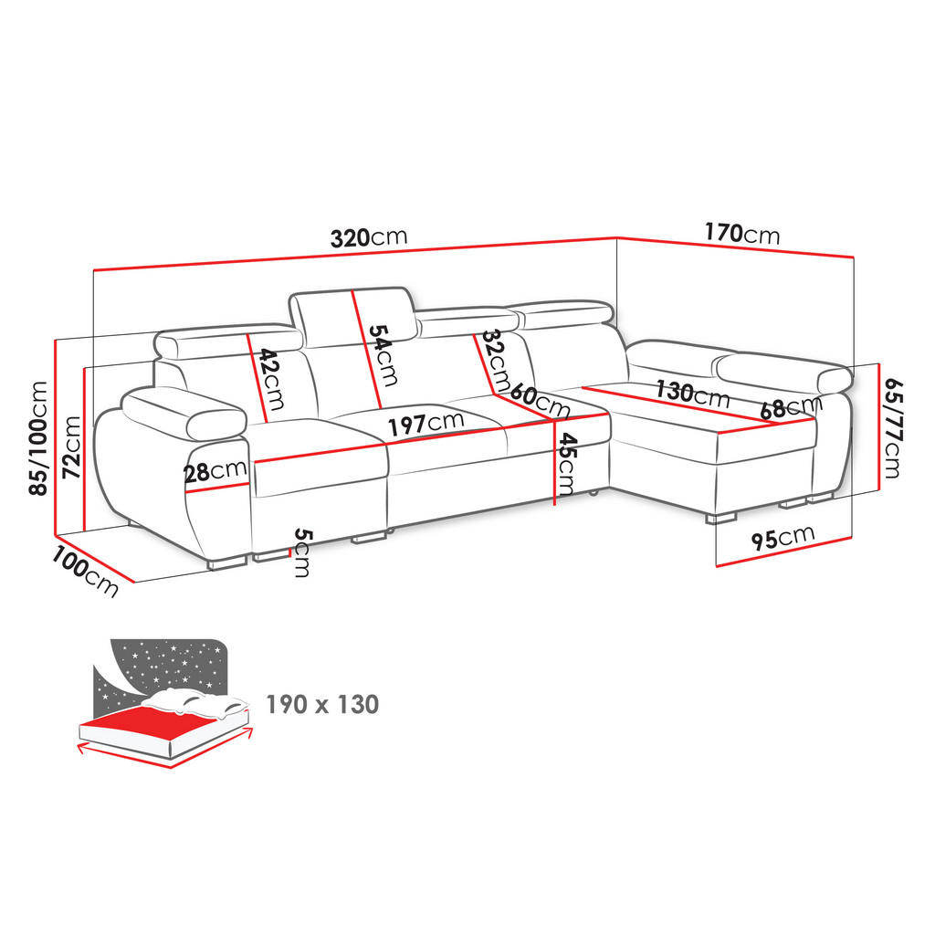Thumbnail - Mirjan24 Ecksofa, Natur, Textil, 6-Sitzer, Ottomane rechts,L-Form, 320x170 cm, Wohnzimmer, Sofas & Couches, Wohnlandscha...