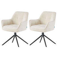 ESSZIMMERSTUHL THOMAS-MIRA 2er-Set 360°drehbar - Creme/Schwarz, Textil (61/82/62cm) - DUBI Möbel