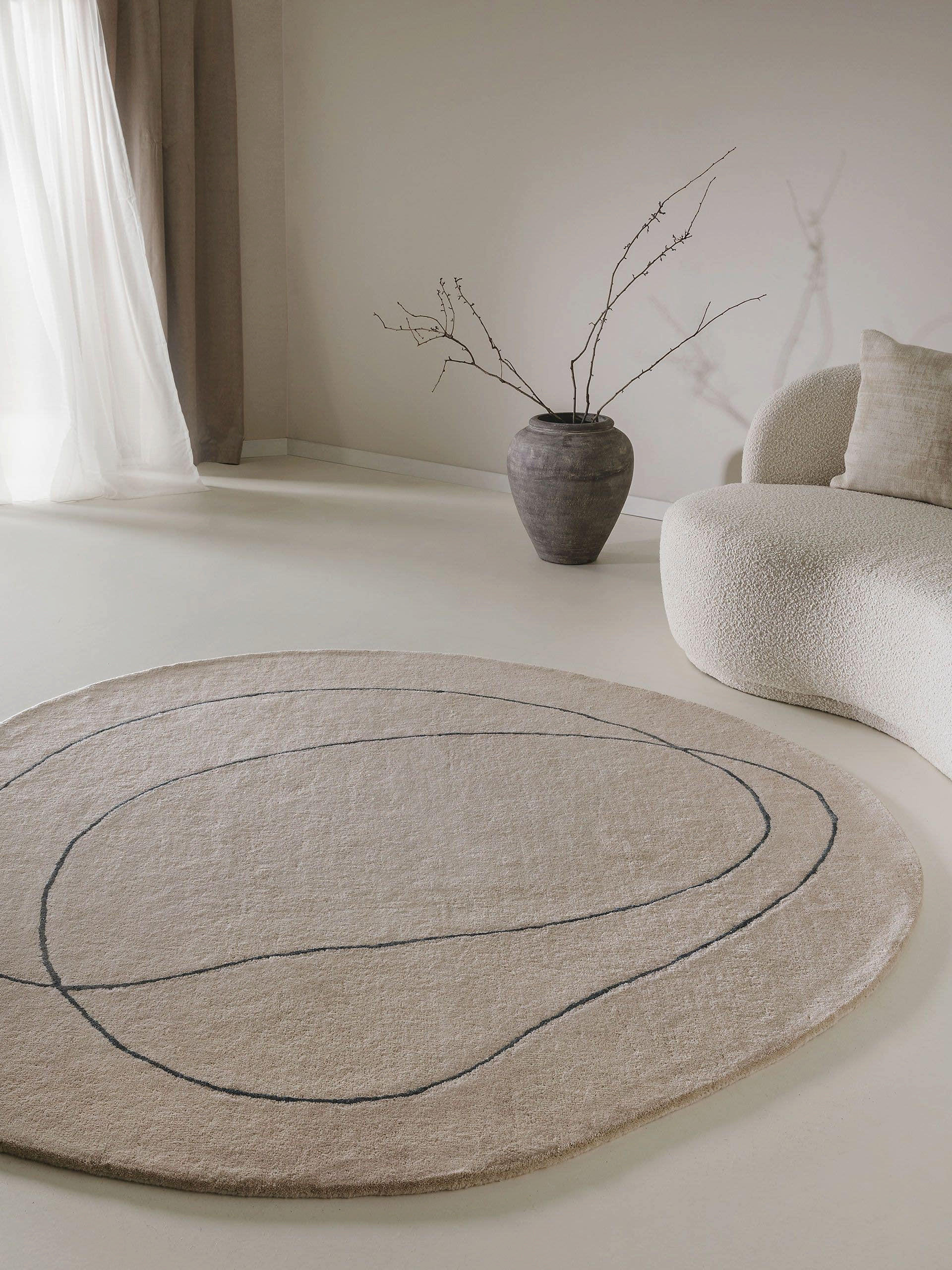 WOLLTEPPICH Shape Cream ø 200 cm rund - Creme, Textil (200/200cm) - benuta Pure