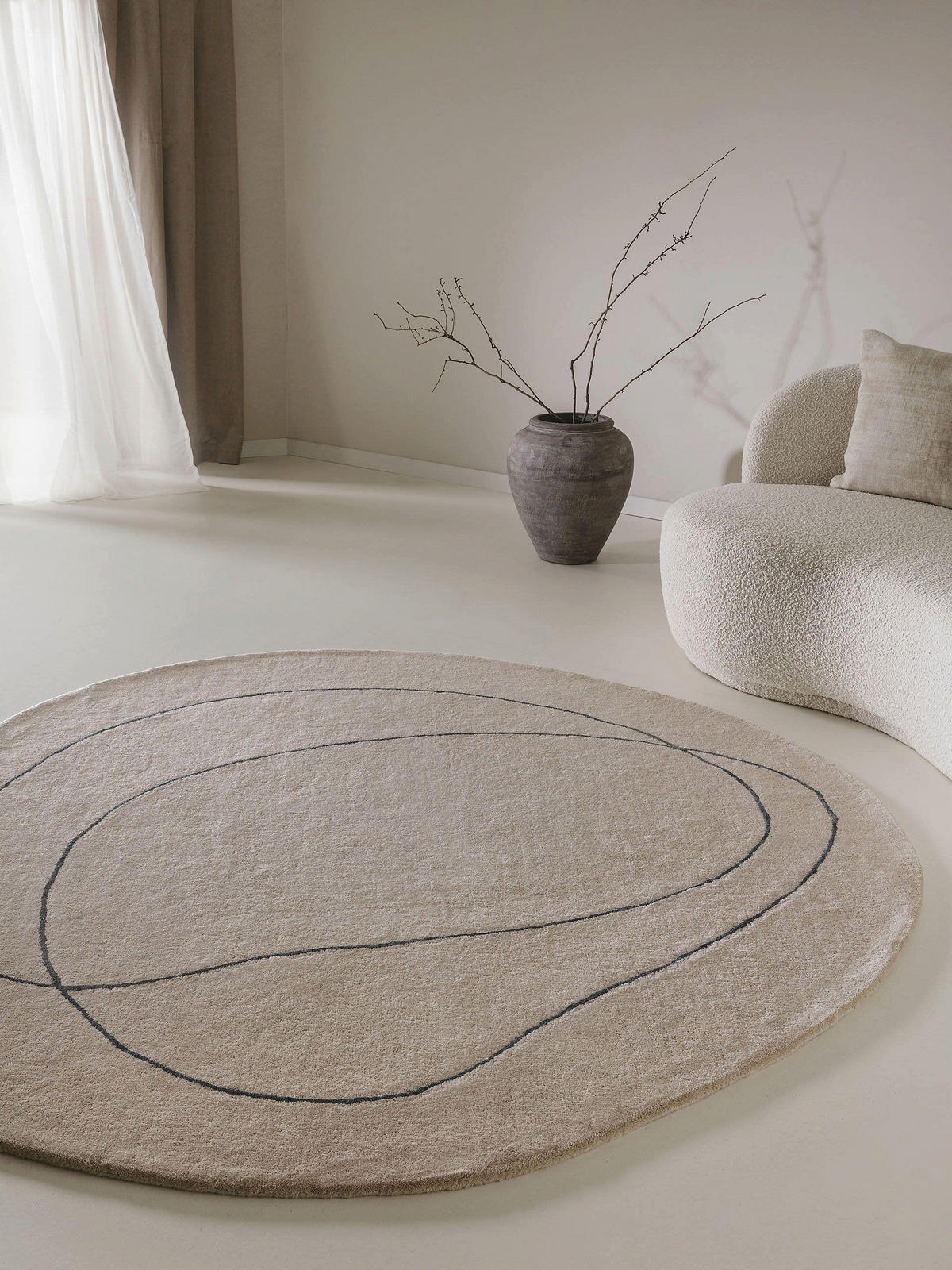 WOLLTEPPICH Shape Cream ø 200 cm rund - Creme, Textil (200/200cm) - benuta Pure