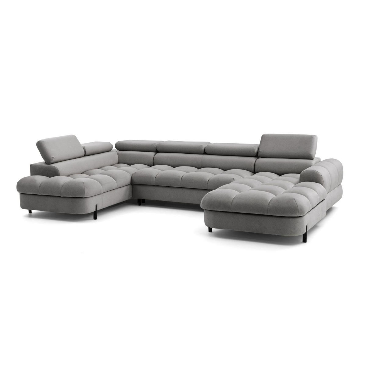ECKSOFA U-Form BOWL U Links mit Schlaffunktion 125x265 Velours Grau - Schwarz/Grau, Holz/Textil (339/90/195cm) - Muffo