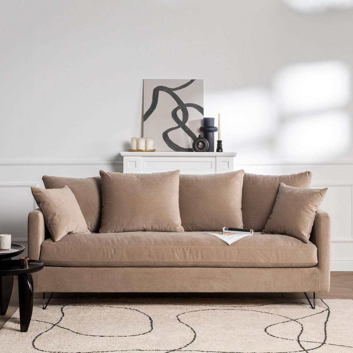 BETTSOFA - Beige - Beige, Textil (213/86/95cm) - Drawer