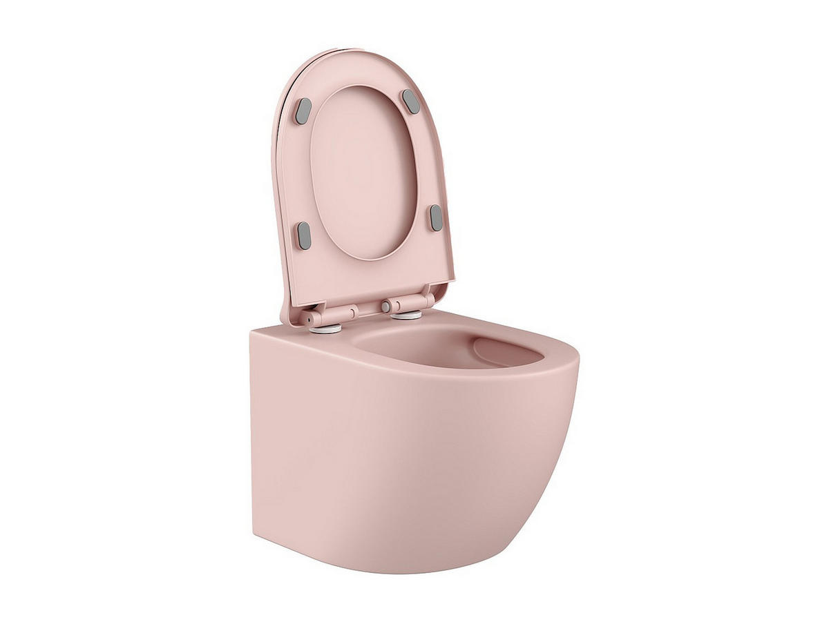 HÄNGE WC - 36 cm x 53.5 cm - keramik - rosa Javoine - Pink, Keramik (36/36/53.5cm) - Vente-Unique