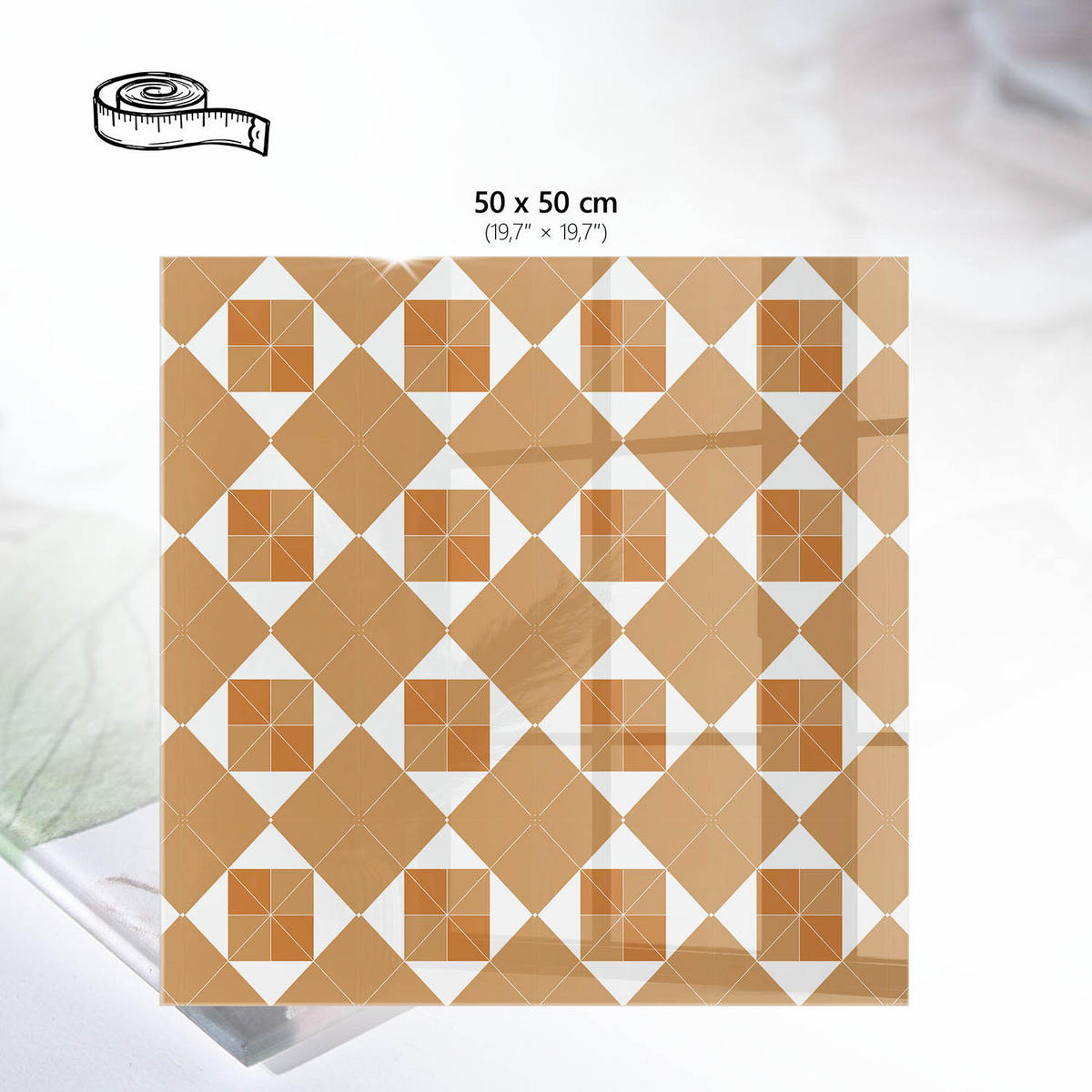 TISCHPLATTE 50x50 cm – Elegantes Muster - Schwarz, Glas (50/50/0.4cm) - Wallfluent