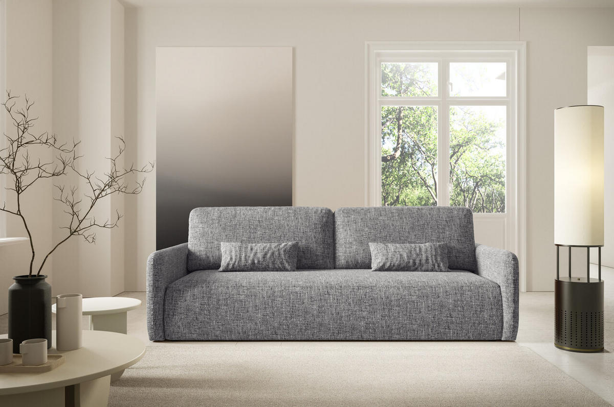 SCHLAFSOFA mit Bettkasten Grau - Schwarz/Grau, Holz/Holzwerkstoff (217/86/102cm) - Furnisell