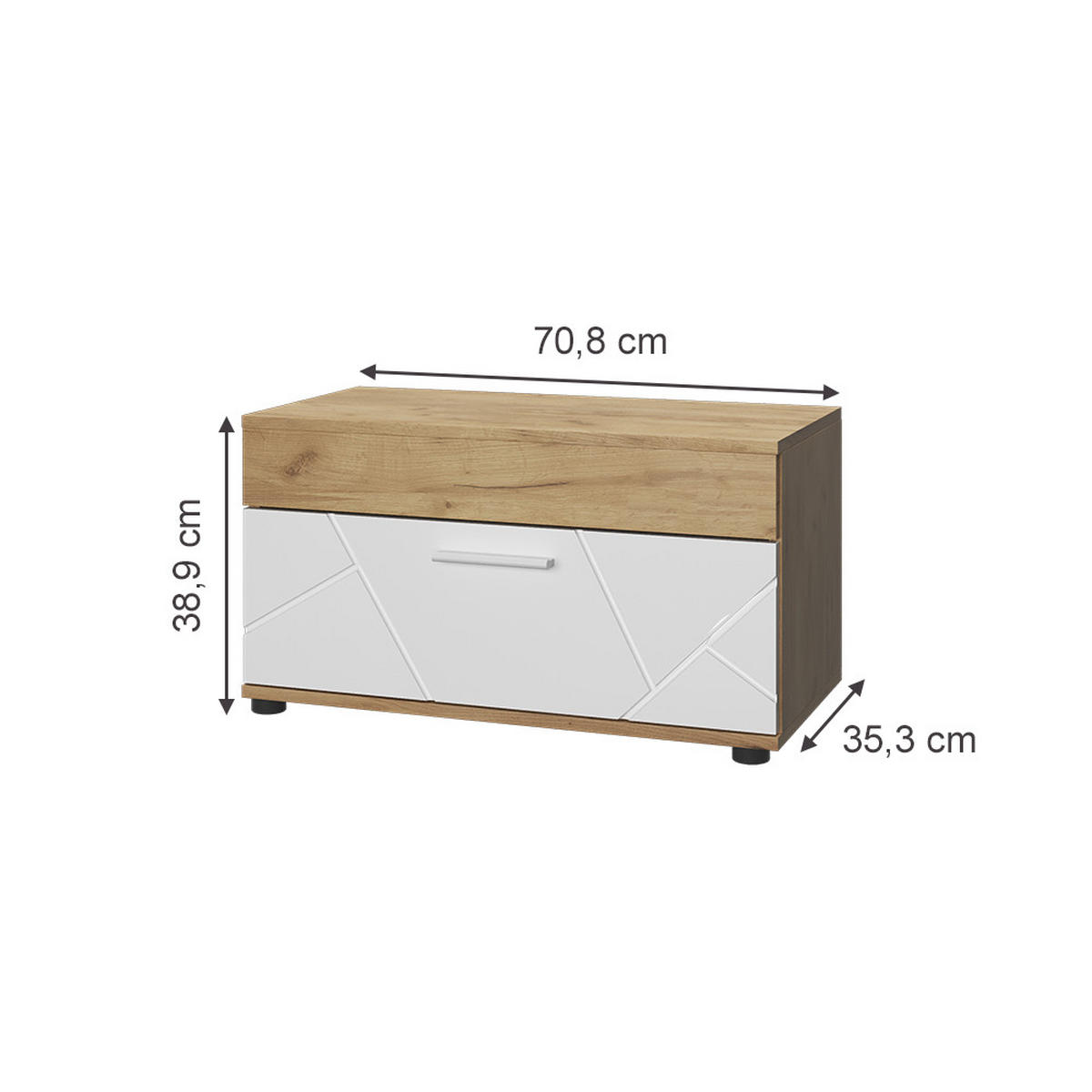 POLICE NA KNIHY Berno Zlatá síla dub/bílá - bílá/medově dubová, kompozitní dřevo (70.8/38.9/35.3cm) - Vicco