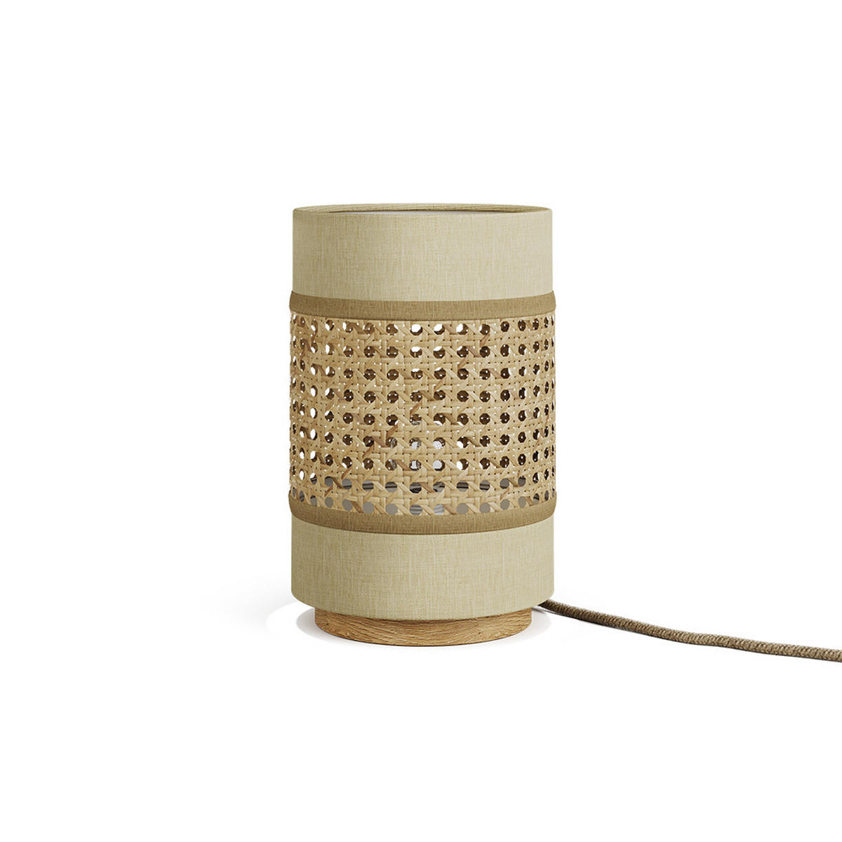 TISCHLAMPE Morten Rattan/Creme 17.5 x 26.5 cm - Creme/Braun, Holz (17.5/17.5/26.5cm) - Vicco