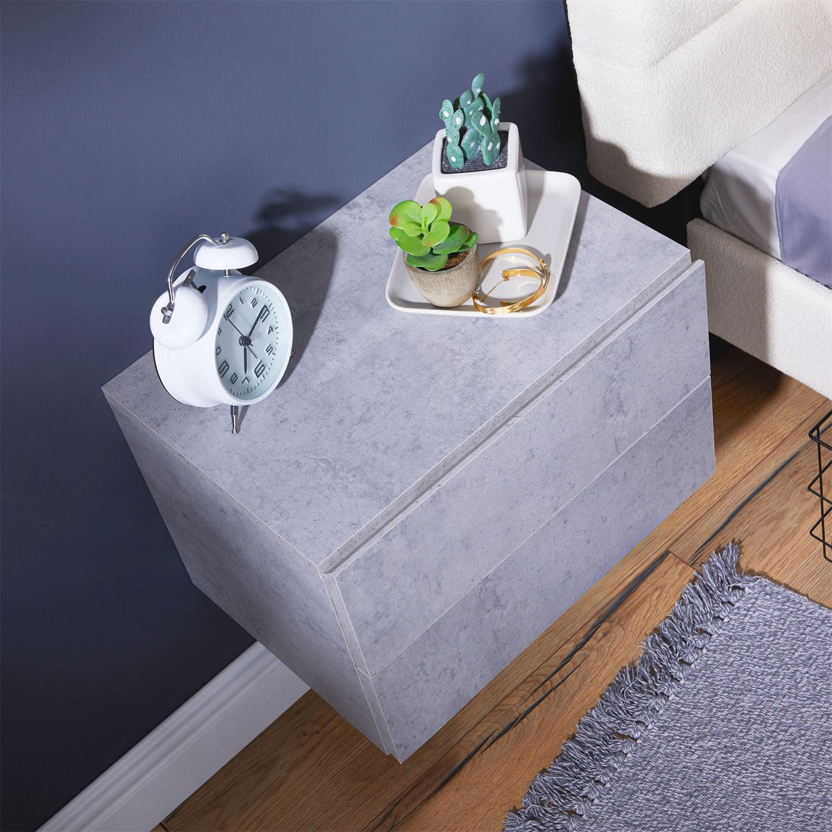 HÄNGENDER NACHTTISCH ANNI - Grau, Holzwerkstoff (42/29/30cm) - CARO-Möbel