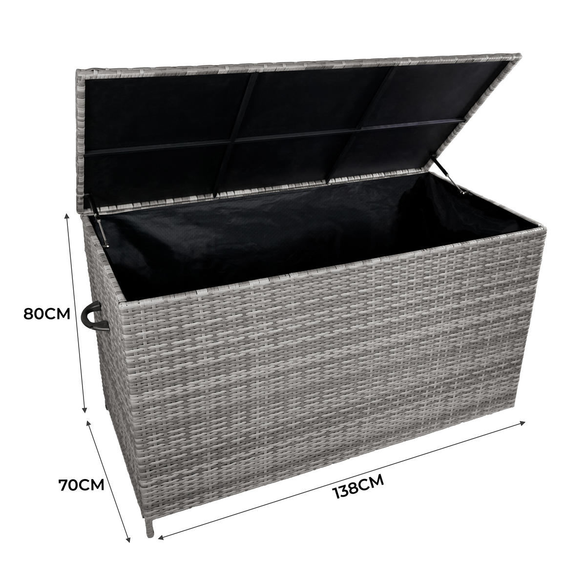 KISSENBOX Rattan - Grau - Grau, Naturmaterialien (138/1/70cm) - Monstershop